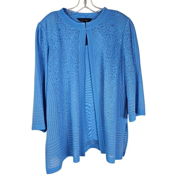 Ming Wang Sky Blue Burnout Jacket & Shell Set 2X/1X 3/4 Sleeve One Hook Luxury - Picture 1 of 15